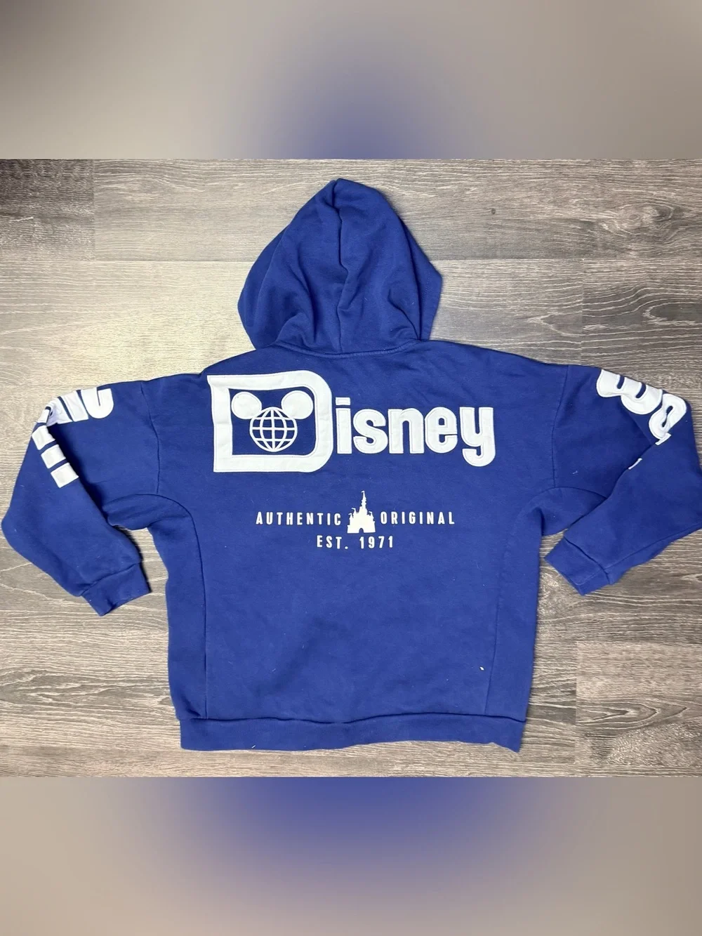 Disney Parks Walt Disney World 1971 Spellout Zip Hoodie Blue Adult Medium